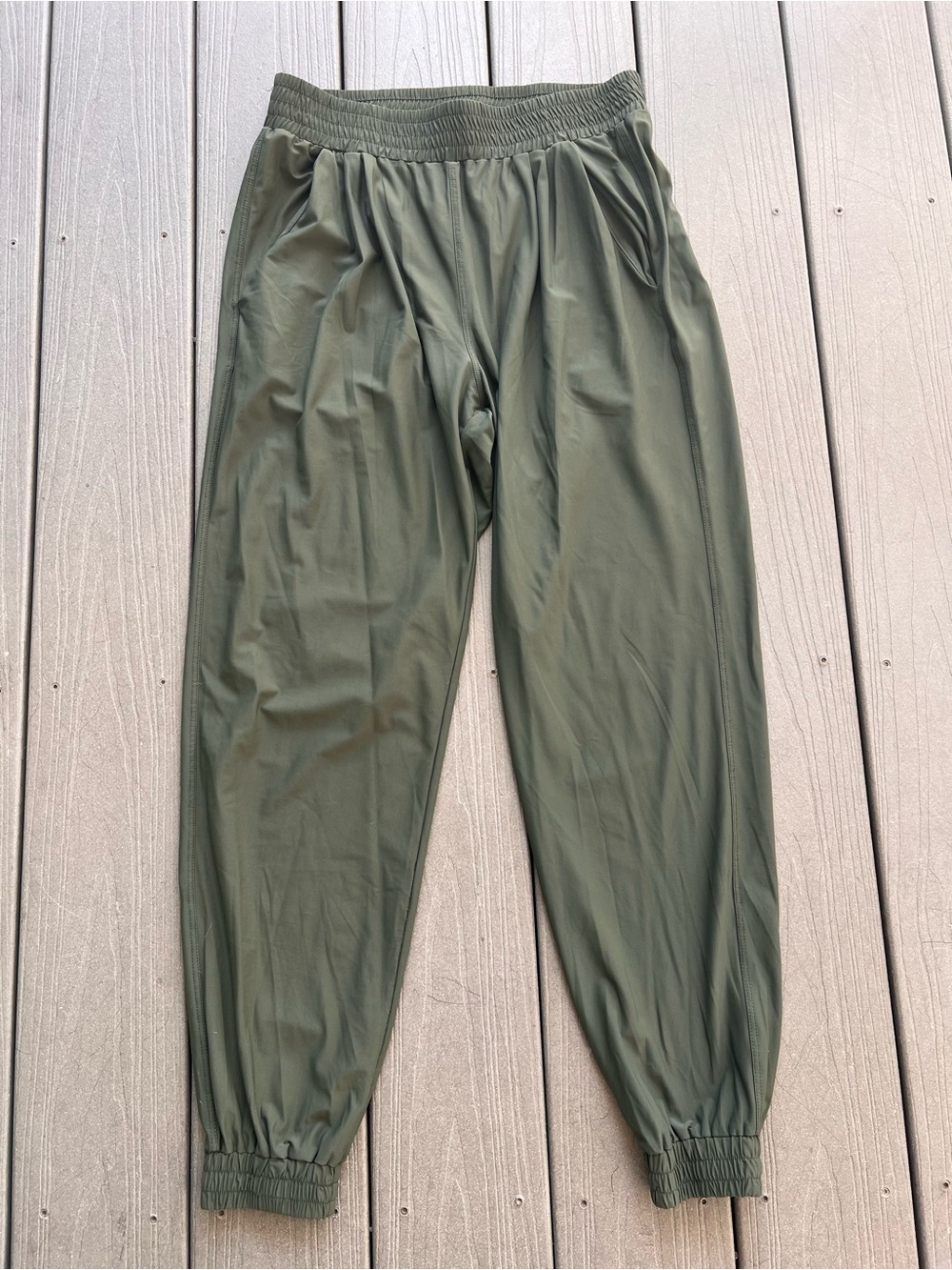 ADay Olive Green Jogger Pants - Elastic Waist & Cuffed Ankle